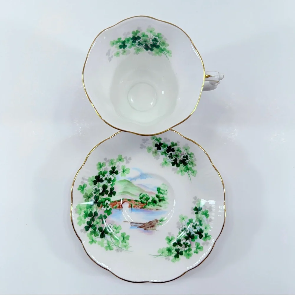 Royal Albert Teacup Cup & Saucer, Ancestral Series Ireland Emerald Isle Shamrock